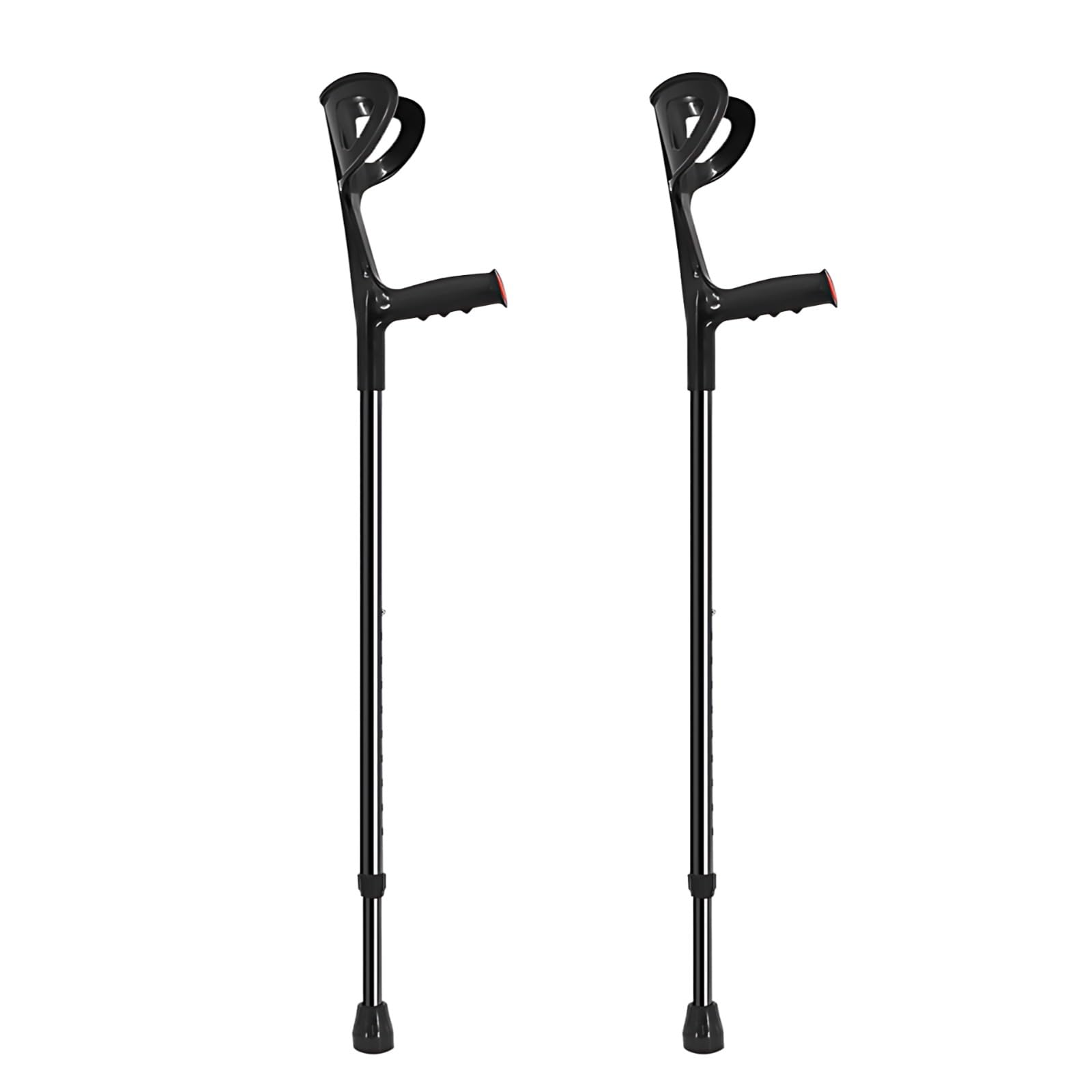 2 muletas de antebrazo para adultos, muletas ligeras de aluminio para caminar, 10 ajustes de altura, muletas ergonómicas para el codo, 118 cm, color negro, paquete doble