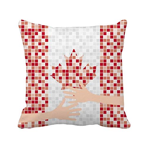 Coussin feuille d'érable Canada mosaïque drapeau taie décorative lit - 2