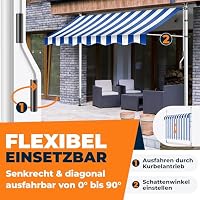 KESSER® Klemmmarkise mit Handkurbel Balkon | Balkonmarkise ohne Bohren | Markise UV-beständig höhenverstellbar & wasserabweisend | Sonnenschutz für Balkon Terrasse & Garten, Terrassenüberdachung 400cm – Ansicht 2