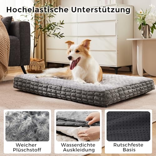 Heymamba Kleine Hundematte - Orthopädische Funktion Waschbar Hundebett, Beruhigende Hundematratze mit Rutschfester Unterseite, Warmes Kissen für Haustiere, Grau, 60x45x12cm