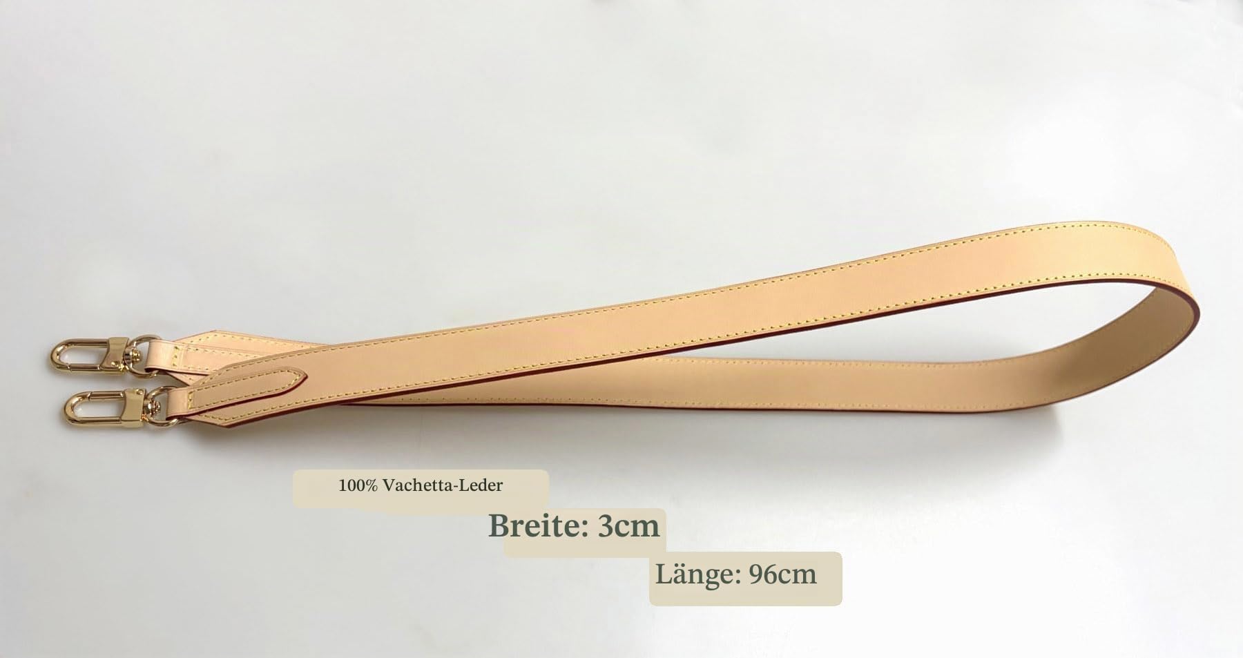 Breit Schulterriemen Beige Echte Leder Taschengurt Handtaschenriemen Tragerieme 30 mm Kompatibel mit Monogram Azur Graceful mm,pm,Artsy (Vachetta Leather Strap-96)