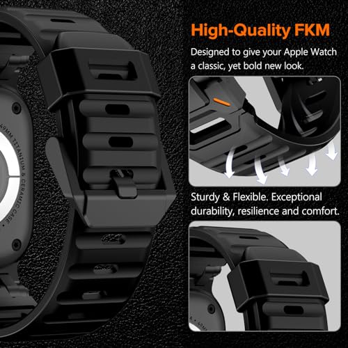 Image of KADES Rugged TPU Sport Band for Apple Watch Ultra 3 /2 /1 49mm, Metal Connectors for Apple Watch Series 11 /10 /SE3 46mm Series 9 /8 /SE2 /7 /6 /SE /5 /4 /3 /2 /1 45mm /44mm /42mm