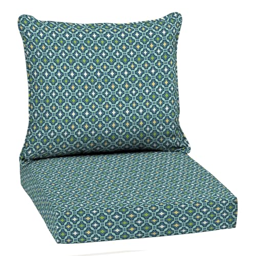 Image of Arden Outdoor Deep Seat Cushion Set, 22 in x 24 in, Weather-Proof, Rain-Proof, Fade Resistant Patio Cushion Alana Tile