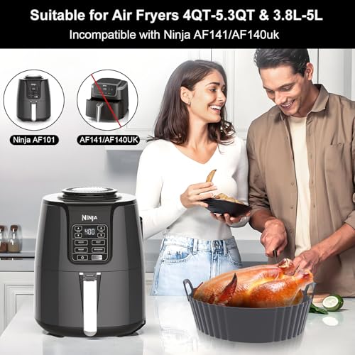 Image of Round Silicone Air Fryer Liners 3 Pack 4-5.3QT for Ninja AF101 /161