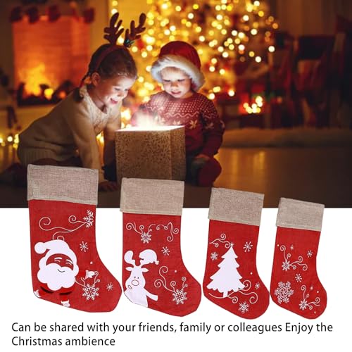 Chaussette de Noël anti chute avec corde robuste grand format tissu