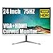 Produktbild Curved Monitor PC Monitor 24 Zoll, 75Hz, Full HD 1080P, Gaming Monitor Mit HDMI Und VGA Eingängen, 2 Ms Reaktionszeit, Schwaches Blaues Licht, Flimmerfrei,Weiß