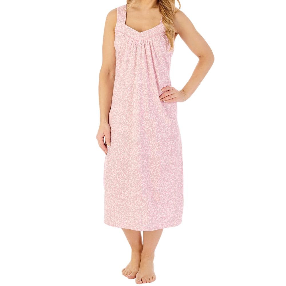 Slenderella Women's Blue Wild Thyme Build Up Shoulders Cotton 44 Inch Nightdress (20/22, )