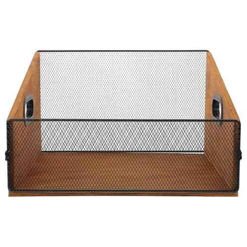 iplusmile Boîte de Rangement Vinyle Bois Solide avec Poignées Organisateur de Disques et Albums Caisse Rustique pour Bureau et Maison Protection Anti-Rayures Dimensions