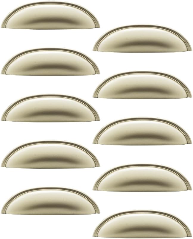 Kit 11 Puxadores Para Gaveta Móveis Armário Concha Meia Lua 64mm (Dourado Fosco)