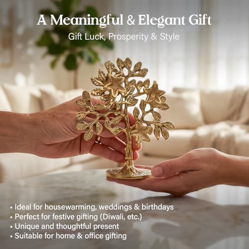 Image of ZAICUS Kalpavriksha Tree Showpiece for Home Decor | Golden Tree of Life Decorative Idol for Living Room, Office Table, Good Luck & Vastu Gift Item for Home, Housewarming