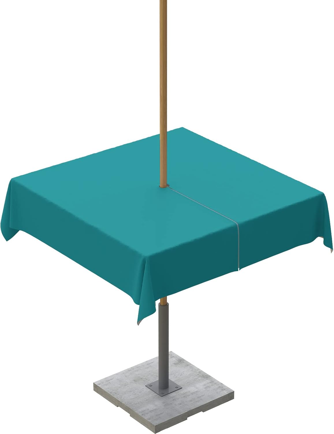 Teal Outdoor Tablecloth with Umbrella Hole and Zipper Waterproof Table Covers, Turquoise Pure Teal Patio Tablecloths for Pinic/Party, Square 54 x 54 Inch