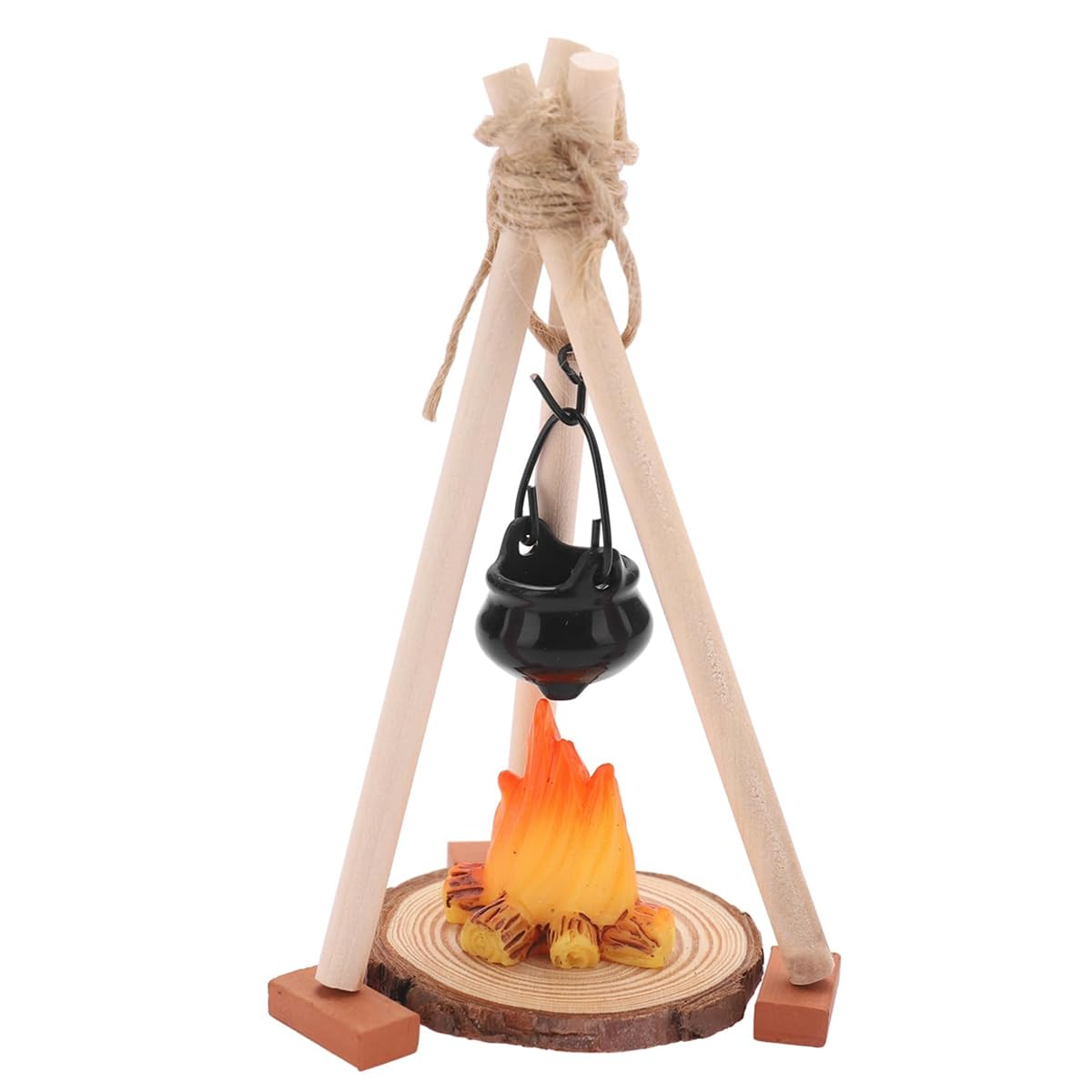 Ieron Wild Camp Set Micro Landscape Decorations Tiny House Ornaments Miniature House Camping Pot Campfire Prop Campfire Playset Dollhouse Camping Kit