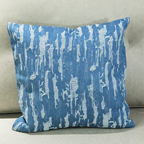 Kakouvik 18" Pack Of 2 Denim Throw Pillow Covers Personality Design Pillow Cover Decorative For Livingroom Sofa Square Pillowcase Soft Solid Cushion Case For Spring Sofa Bedroom Car Yarn Jacquard Blue #TOP3