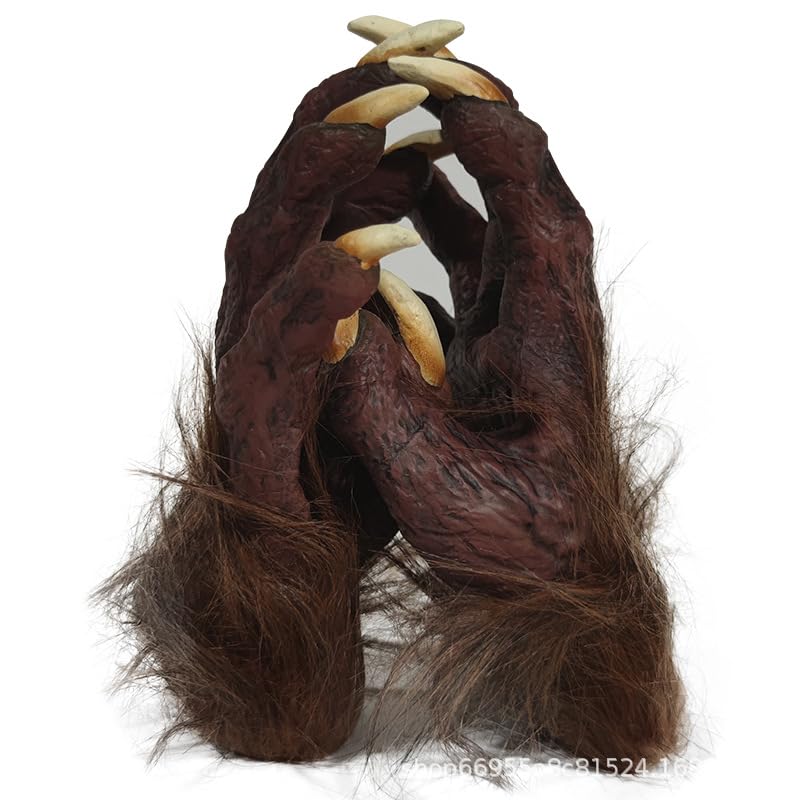 IPENNY 1 Pair Hairy Werewolf Gloves Laxte for Men Women Halloween Wolf Claw Costume Gloves Gothic Grim Reaper Gloves Party Cosplay Monster Dress up Role Play Devil Witch Finger Gloves — image 1