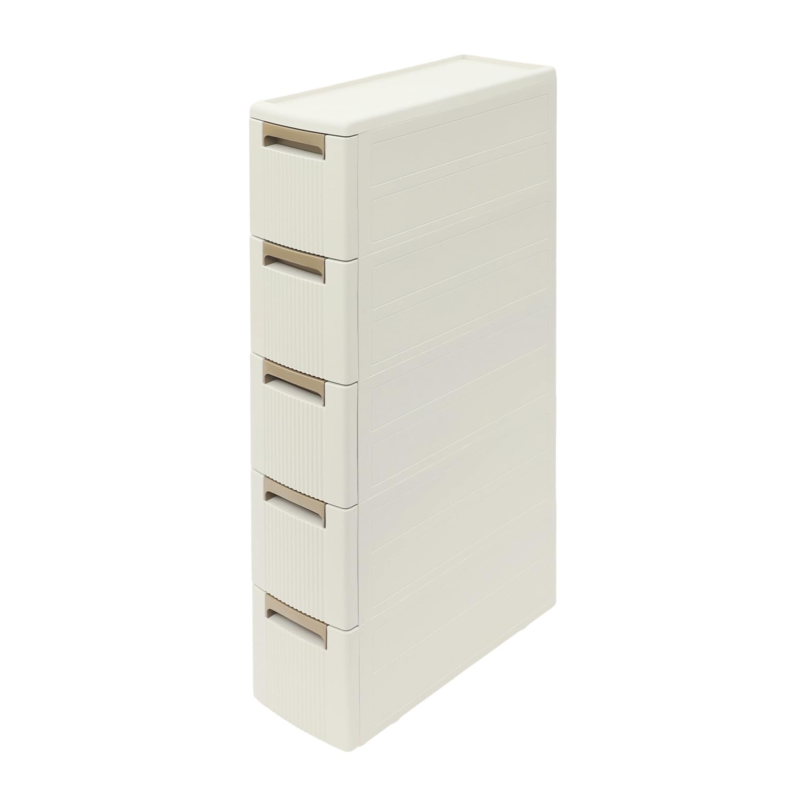 Mueble de almacenamiento estrecho de 5 niveles, mueble de baño de PP, estante con ruedas para espacios pequeños, carro rodante con 5 cajones, 18 × 45 × 100 cm