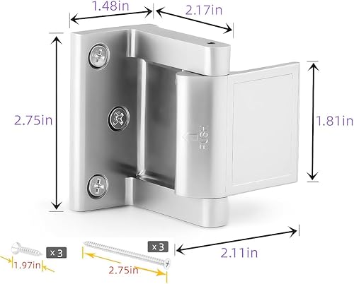 Miniatura 3 de Cerradura de puerta reforzadora de privacidad para puerta de hotel, cerradura de puerta de seguridad de hotel, pestillo de puerta de privacidad para