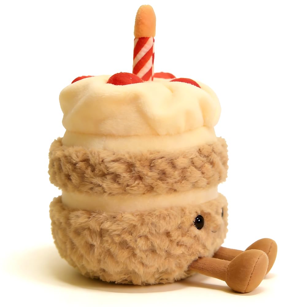 VorIrydian Birthday Cake Cuddly Toy, Cake Stuffed Animals, Funny Soft Food Plushies, Cute Smile Cakes Pillow, Creative Gifts for Girls Children Birthday (A)