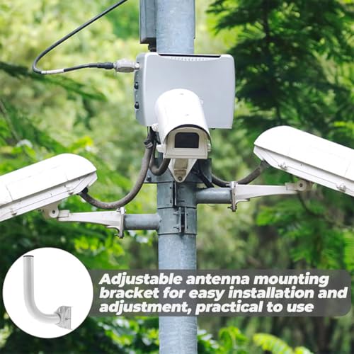 Support de fixation mât d'antenne extérieur en acier blanc robuste x2 - 5