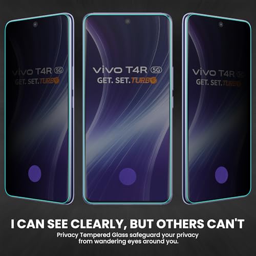Image of ArmourPro UV Privacy Tempered Glass Screen Protector for Vivo T4R (6.77 Inch, Pack of 1) Edge to Edge Full Screen Coverage | Anti-Spy, Anti-Peeping & 9H Hardness Glass