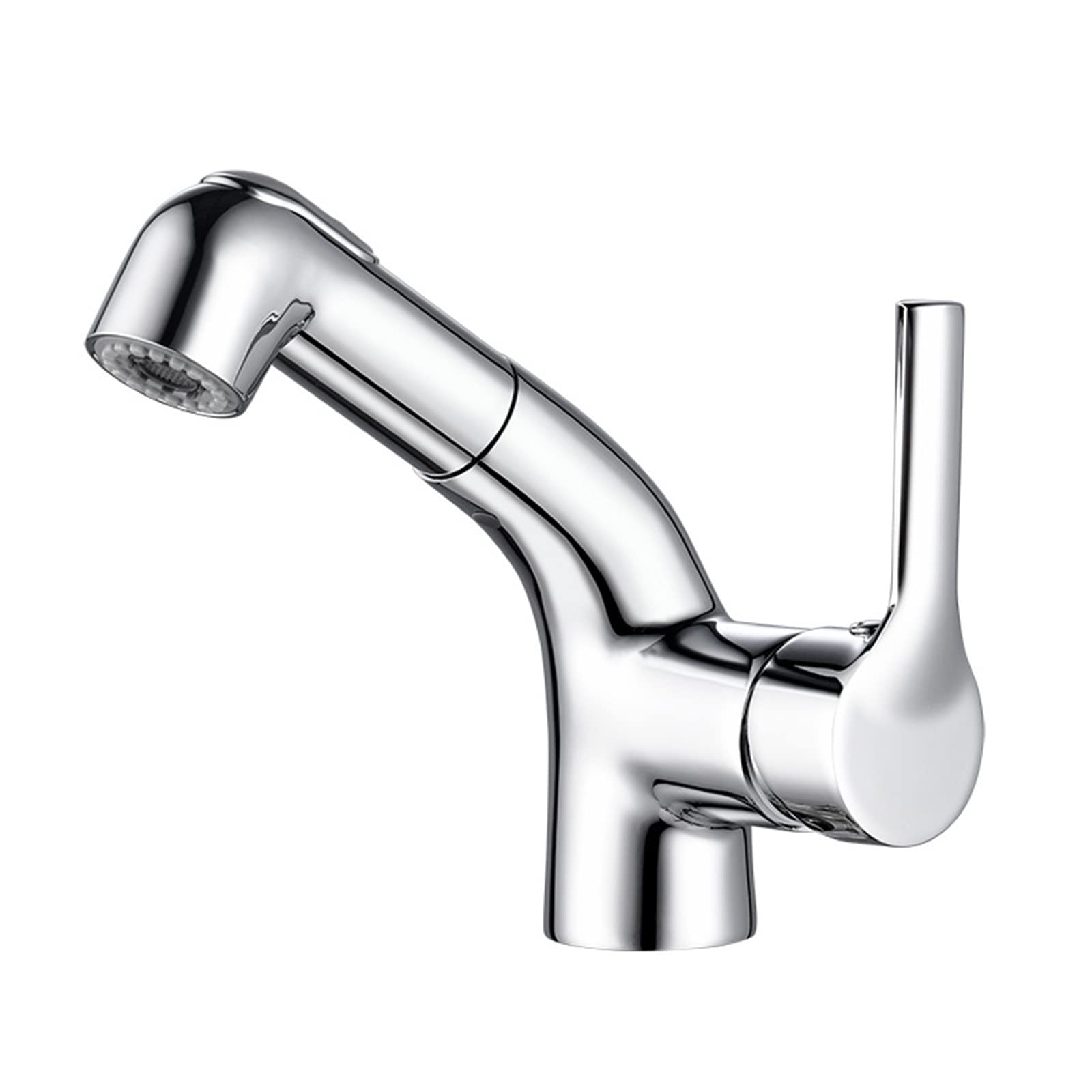 BHFPFZA Bathroom Sink Faucet Adjustable Kitchen Mixer Tap with Pull-Down Sprayer 2-in-1 Hot and Cold Water Modern Black Design for Lavabo