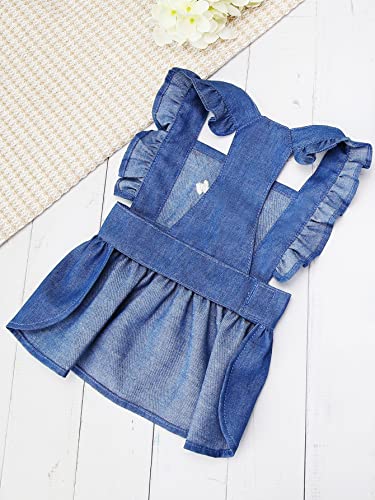 Gorglitter Dog Dress Letter Print Puppy Skirt Cute Doggie Dress Dog Summer Clothes Dog Apparel Blue Medium #TOP4