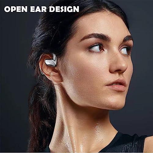 Image of Wrap Around Over Ear Earbuds Bone Conduction Open Ear Headphones Wireless Bluetooth Open Ear Earbuds with Ear Hook Mic Earbud Bone Conduction Head Set Headset Ear Buds Bone Conducting Headphones