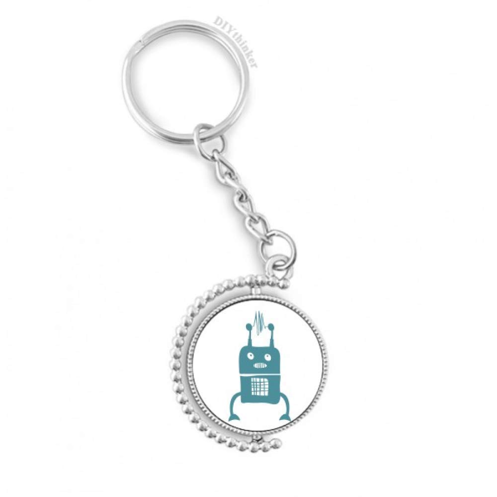 Robot alien llavero giratorio universo de metal con anillo pilgrim para colgar llaves 4