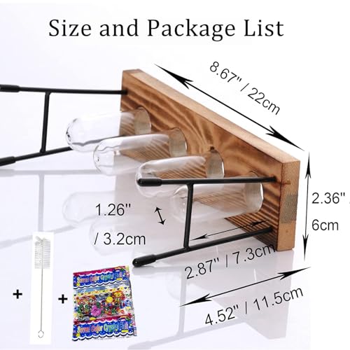Innjoii Desktop Plant Planter Propagation Station Glass Flower Pot Small Bench with Retro Solid Wood 4 Test Tube Vase Metal Holder for Hydroponics Wedding Indoors Home Office Garden Decor Cafe Desk - Image 4