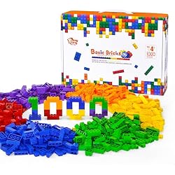Pairez Toys 1000 Piece Blocks for Building, Bulk 2x4 Basic Bricks Building Set, Compatible with All Major Brands, STEM Building Toys for Kids Ages 4 5 6 7 8 (Rainbow)