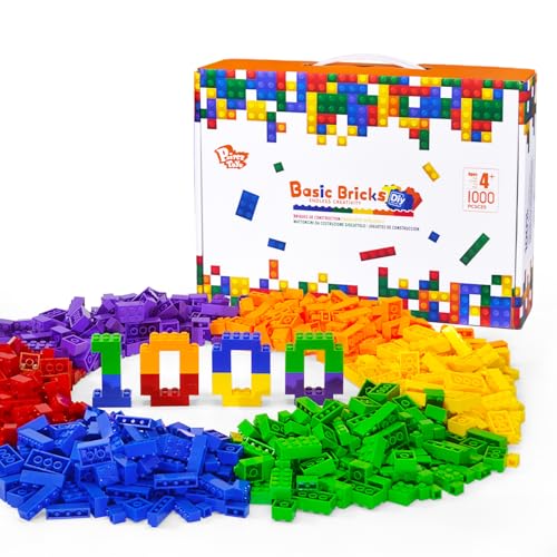 Pairez Toys Building Blocks Set, 1000 Piece Creative Small Bricks Set for Kids Stackable, 6 Classic Colors, Compatible with All Major Brands, Classic Blocks Toys for Kids Ages 4 5 6 7 8+ (Rainbow)