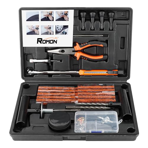 Tire Repair Kit for Car, Motorcycle, 106 Pcs Universal Heavy Duty Tire Plug Kit, Tire Patch Kit to Fix Punctures and Plug Flats of ATV, RV, Jeep, Trailer, Truck, Tractor