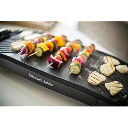 Russell Hobbs Teppan-Yaki Tischgrill, 55 x 27 cm große herausnehmbare, antihaftbeschichtete Teppanyaki Grillplatte, einstellbares Thermostat, Fettauffangschalen, 2200W, Elektrogrill MaxiCook 22940-56 – Bild 7