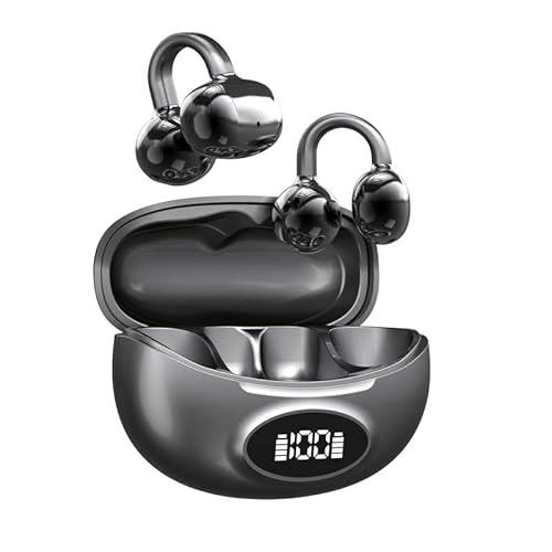 Casques Bluetooth 5.4 à Oreille Ouverte à Clip, Longue Autonomie & Recharge Rapide, Design de Crochet en C Léger pour Course/Salle de Sport, Basses Profondes & Réduction de Bruit pour Appels Clairs