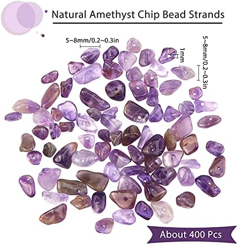 SUNNYCLUE 400pcs Amethyst Chips Beads 5-8mm Long Amethyst Crystal Chips with Holes Irregular Chips Stone Beads Gemstone Semi Precious for DIY Jewelry Making Bracelet Necklace