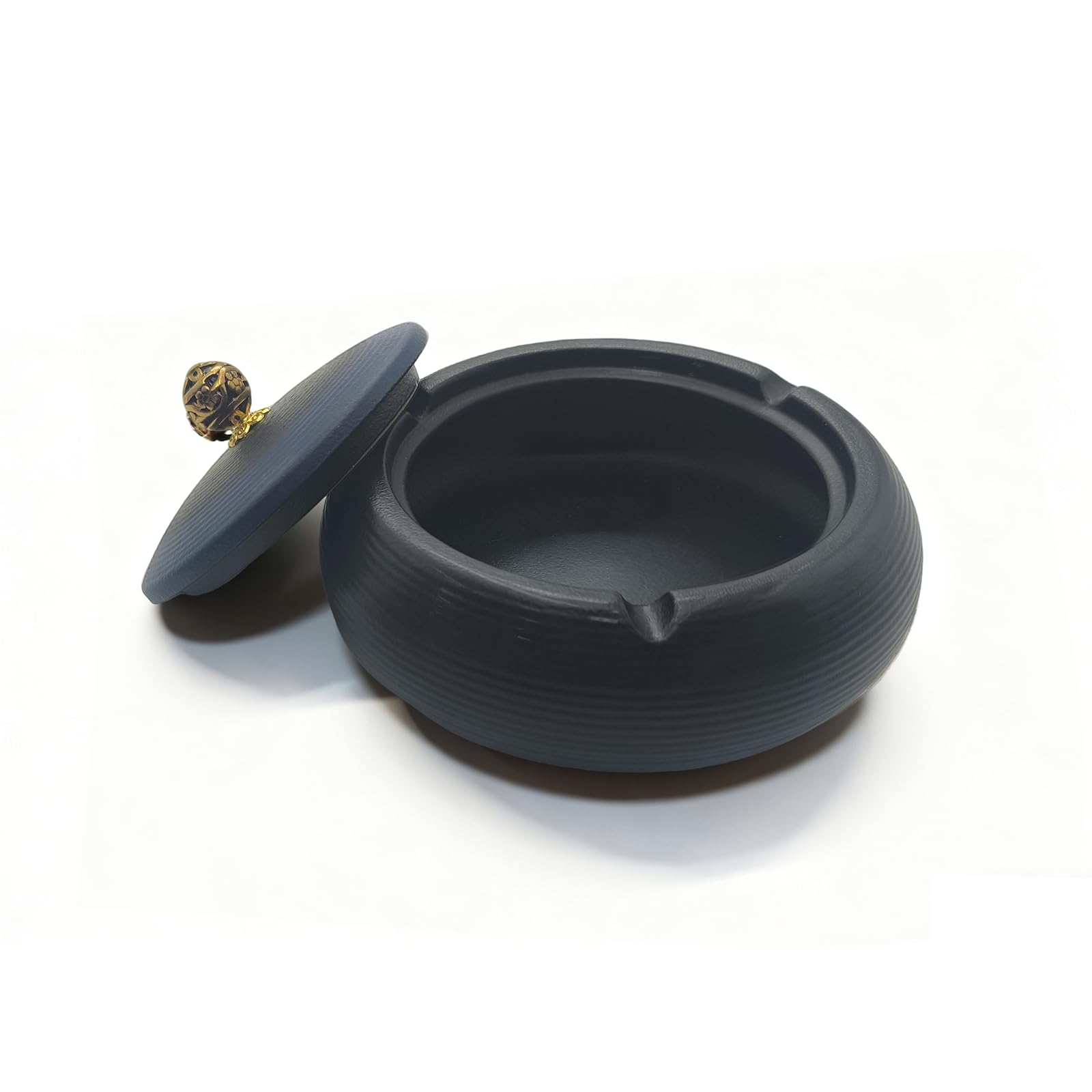 Nasxkji Ceramic Outdoor Ashtray with Lid, Gradient Blue, Ø11.8 cm