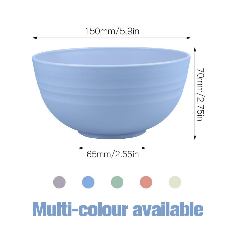 YunBey Ciotola Colazione 5 Pezzi Ciotola Insalata Grande in Plastica Riutilizzabile e Infrangibile Bowl Colazione per Insalata Zuppa Cereali, per Bambini e Adulti