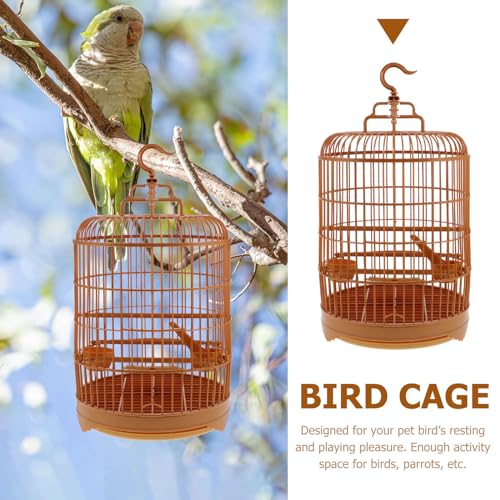 Cage ronde pour oiseaux marron espace activité perruches - 4