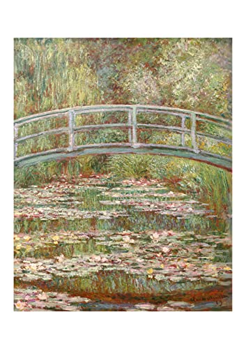 Impression d'art encadrée Monet Pont sur un étang de nénuphars grand mat premium