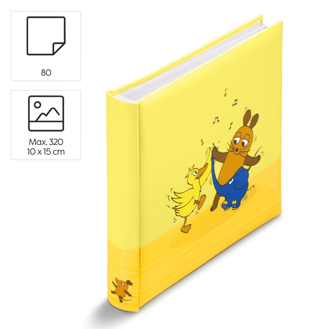 Hama Album photo Jumbo "La Souris" (livre photo album grand format 30x30cm, 80 pages blanches à personnaliser et à coller, album enfant pour 320 photos au format 10 x 15 cm, Motif Souris) Jaune