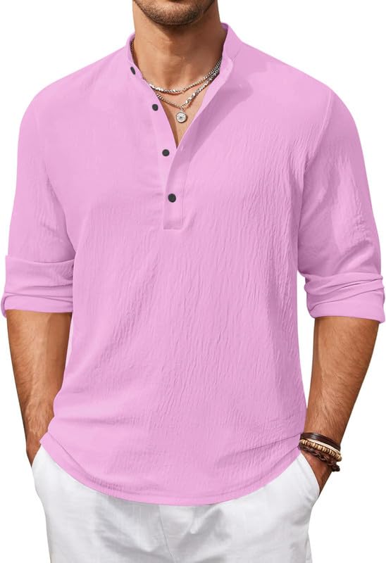 Image of Men's Cotton Blend Straight Kurta Shirt Combo with Mandarin Collar - Slim Fit Casual Short Kurti Set Featuring Textured Slub Fabric and Roll-Up Full Sleeves