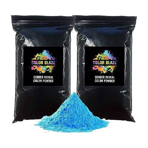 Color Blaze Black-Out Gender Reveal Burnout Powder 2 lbs Blue 2 Discreet Blackout Bags with Adhesive Tape for Car Motorcycle & Tire Burnout Toss Photoshoot Washes Off Skin & Clothes