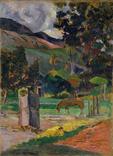 Paysage Tahitien Gauguin Toile 60x90cm pour Rénover la Décoration d'une Chambre