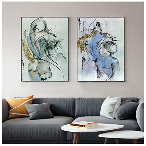Peinture sur toile abstraite de corps humain affiche murale 50x70 cm sans cadre lot de 2