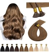 SEGO I Tip Hair Extensions Human Hair Keratin Pre Bonded MicroBeads Tip Hair Balayage Natural Sil...