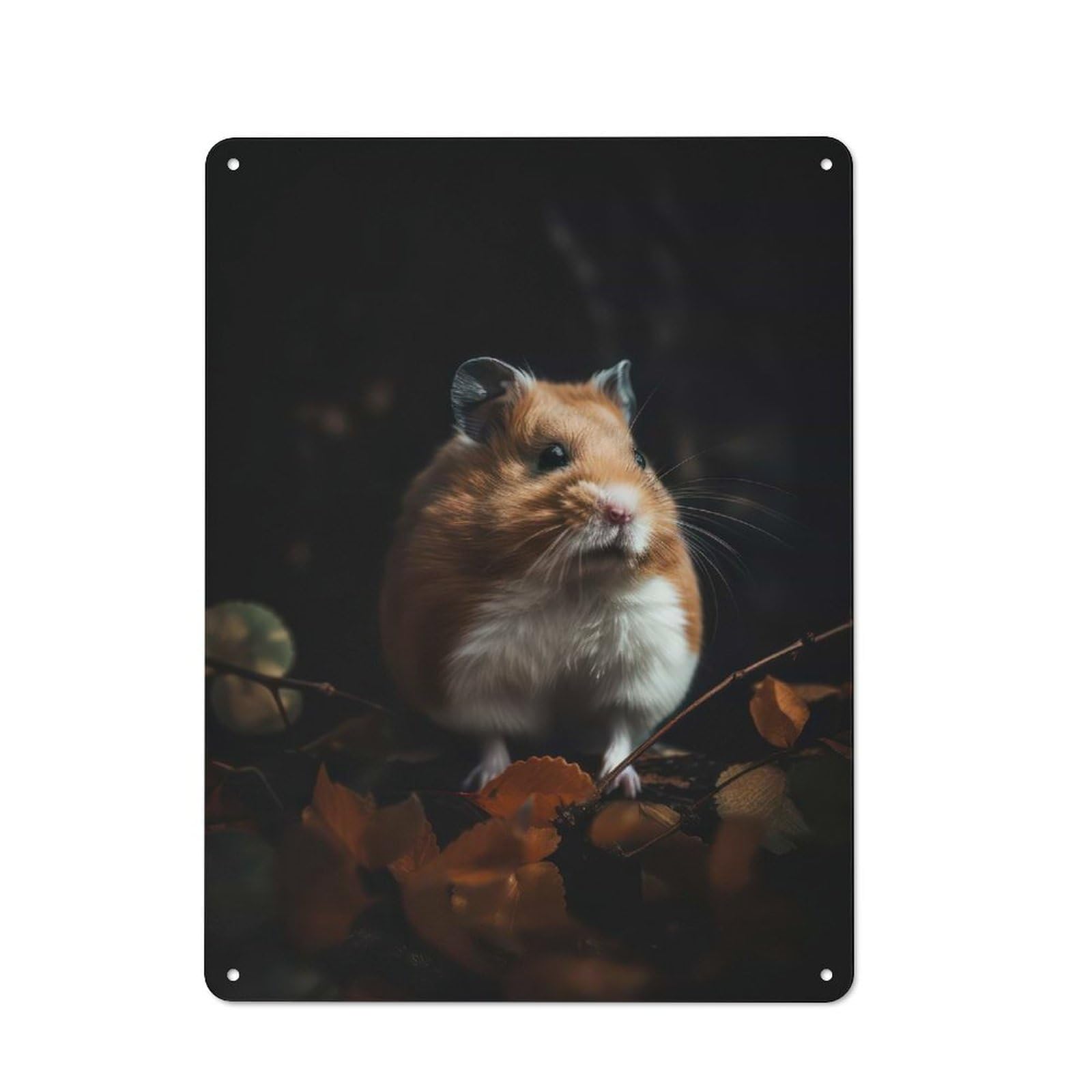 Charming Hamster Tin Wall Plaque 40x30cm, Rustic Farmhouse Wall Decor for Dining Room, Cafe, Entryway Or Family Room