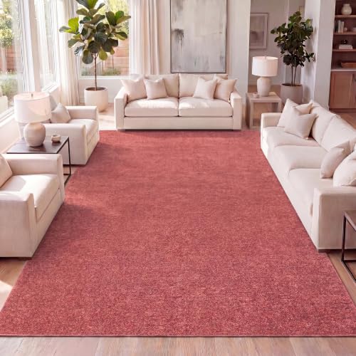 JONATHAN Y Haze Solid Low-Pile Red Indoor Area Rug 3x5, Coastal,Bohemian,Minimalist,Classic, Easy-Cleaning for Living Room,Bedroom,Kitchen,Pet Friendly,Non-Shedding (SEU100E-3)