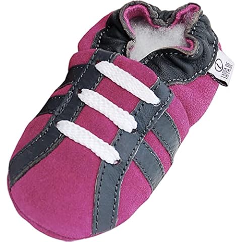 Lappade Sport Pink-grau Wildleder Mädchen Lederpuschen Hausschuhe Krabbelschuhe Baby Lauflernschuhe Cover
