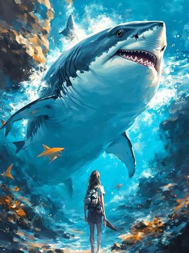 Peinture Diamant Requin 5D 70x95cm | Kit Broderie au Point de Croix Z-565