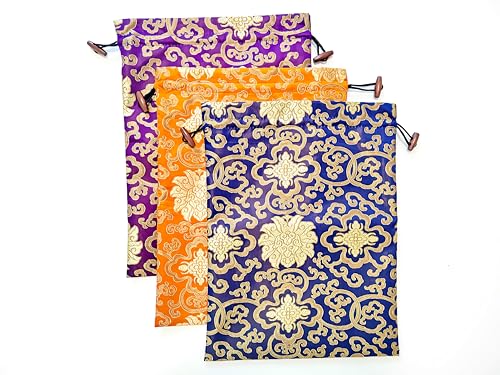 Ouyatoyu 3pcs Embroidered Silk Flower Design Jacquard Travel Bag, Laundry Bags Shoe Bags, Lingerie Bags Underwear Bags for Travel Storage for Men Women Washable Cloth Shoe Bags