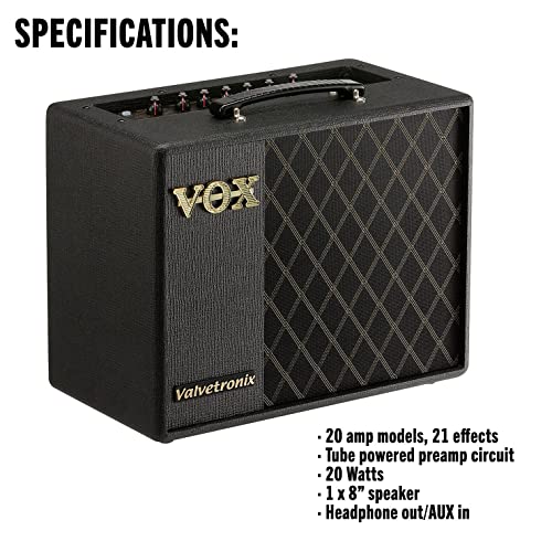 VOX VT20X Ampli Guitare à modélisation 20W Noir – 1×8 & Fender 0990820090 Câble pour Instrument de Série Deluxe, Droit/Angle, 10 pi, Tweed Noir - Les Beatles, Paul McCartney, John Lennon, RIngo Starr, George Harrison VOX VT20X Ampli Guitare à modélisation 20W Noir - 1x8 & Fender 0990820090 Câble pour Instrument de Série Deluxe, Droit/Angle, 10 pi, Tweed Noir – Image 5